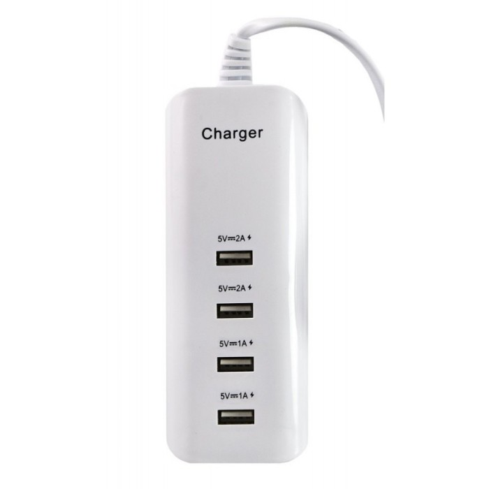 Incarcator retea pentru telefoane si tablete , 4 porturi USB , putere maxima 20 W , elSales , alb