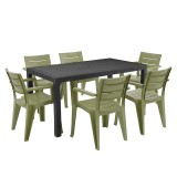 Alison 6+1 set mobilier de grădină grafit-cedar verde