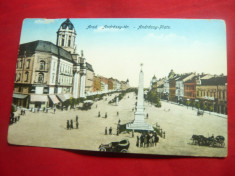 Ilustrata TCV Arad - Piata Andrassy ,circulat 1919 Cenzurat Marul Rosu foto