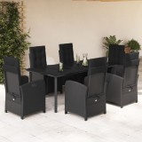 VidaXL Set mobilier de grădină cu perne, 7 piese, negru, poliratan 3212540