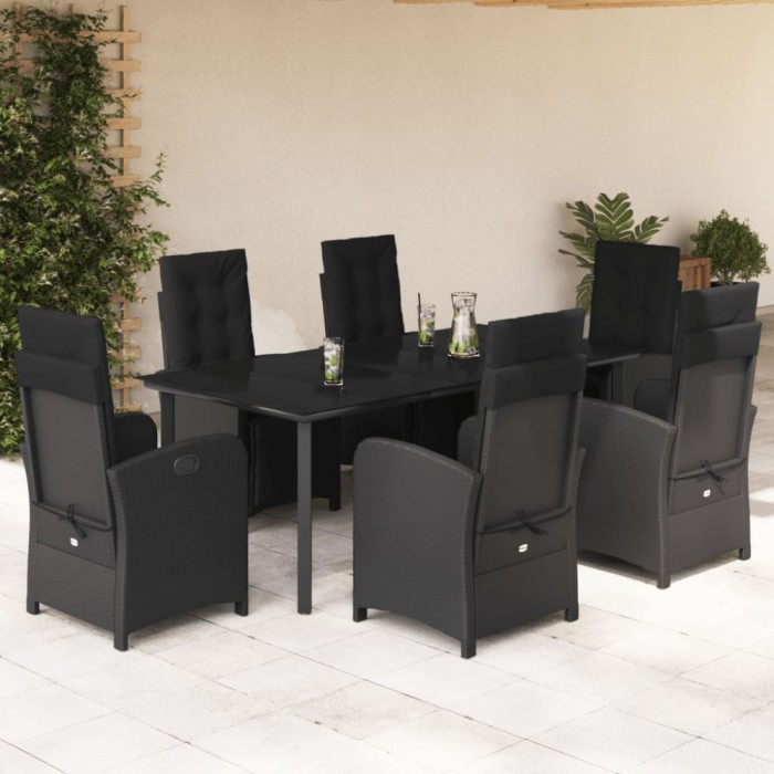vidaXL Set mobilier de grădină cu perne, 7 piese, negru, poliratan 3212540