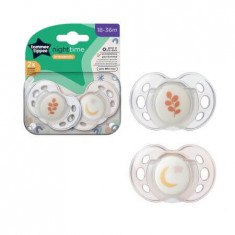 Suzete ortodontice de noapte, 18 - 36 luni, Luna, 2 buc, Tommee Tippee