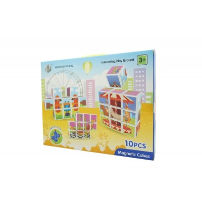 Set de cuburi magnetice &amp;quot;Parc de Distracții&amp;quot; eMazing, Puzzle inteligent pentru copii, 10 Piese cu cutie de depozitare, design multicolor foto