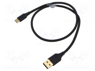 Cablu USB 2.0 VENTION 0,5m USB A la USB C aurit negru textil foto