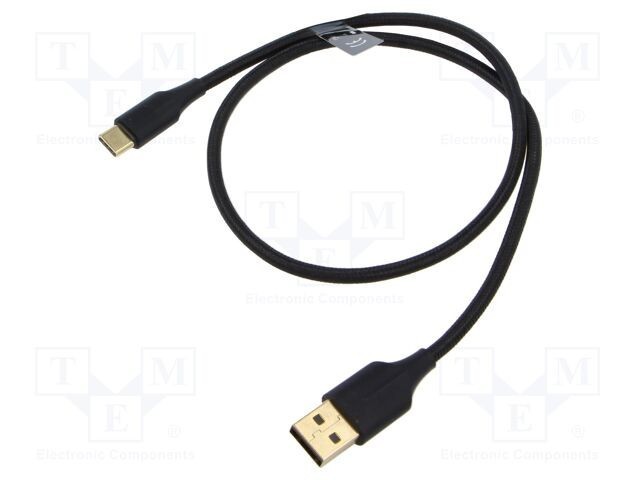 Cablu USB 2.0 VENTION 0,5m USB A la USB C aurit negru textil
