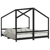 Cumpara ieftin Cadru de pat pentru copii negru 2x(90x190) cm lemn masiv de pin