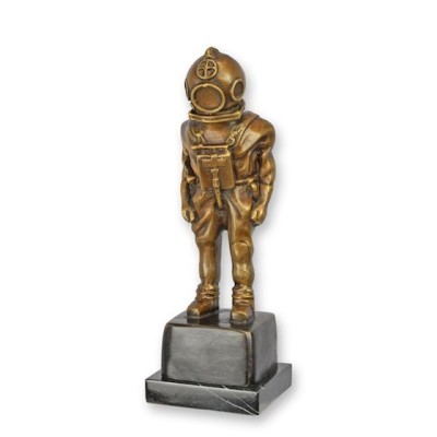 Scafandru-statueta din bronz cu un soclu din marmura TBE-70 foto