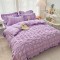Lenjerie pat dublu creponata,bumbac finet,6 piese,lila-A878