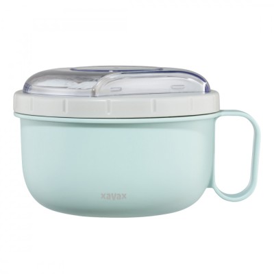 Cutie rotunda pranz Xavax To Go cu tacam, microunde, 1100ml, albastru/gri foto