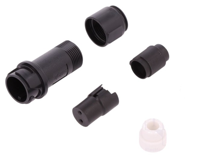 Conector circular mamă 2 pini, pe cablu