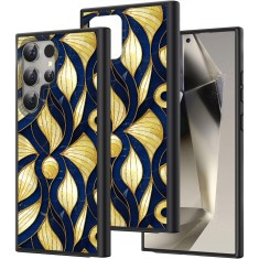Hus&Auml; pentru samsung galaxy s25 ultra, dc cobalt marble, protec&Egrave;ie camer&Auml;, anti&Egrave;oc, design slim, auriu - albastru