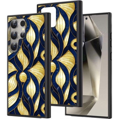 Hus&amp;Auml; pentru samsung galaxy s25 ultra, dc cobalt marble, protec&amp;Egrave;ie camer&amp;Auml;, anti&amp;Egrave;oc, design slim, auriu - albastru foto
