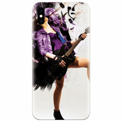 Husa silicon pentru Apple Iphone X, Rock Music Girl foto