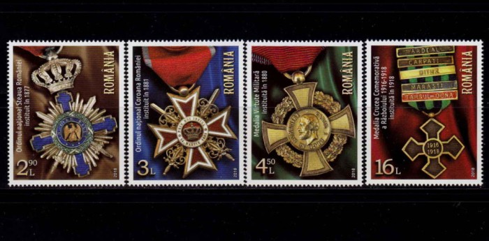 ✅RO 2018 ,LP 2192 ,&quot;Medaliile si decoratiile Razboiului&quot;- serie ,MNH