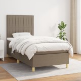 VidaXL Pat box spring cu saltea, gri taupe, 90x200 cm, textil