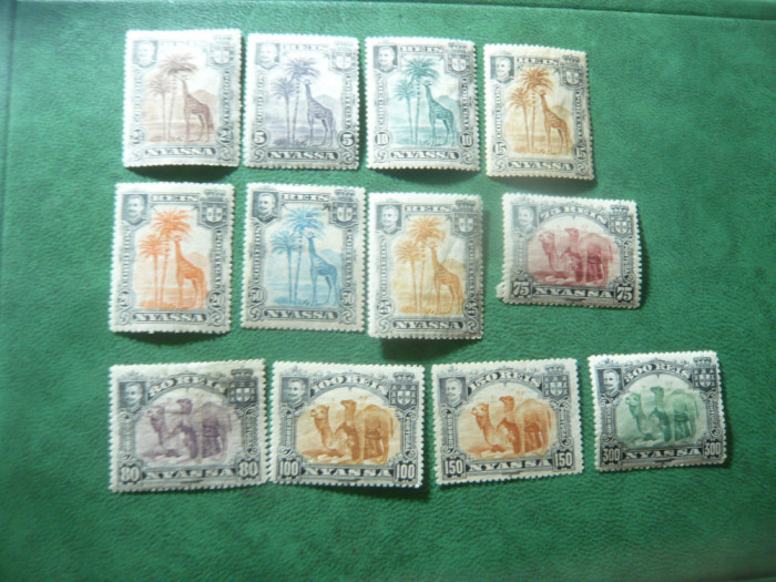 Serie mica Nyassa portugheza 1901 ,fauna , 12 val. (din13) ,val.150r fara guma