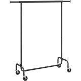 SONGMICS Suport pentru haine extensibil pe roti, bara reglabila 110-150 cm, stil industrial, 150x45x160 cm, negru Household NewTrend