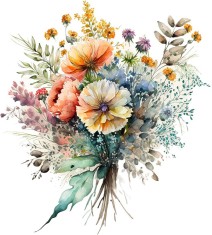 Sticker decorativ Buchet de Flori, Multicolor, 61 cm, 3587ST foto