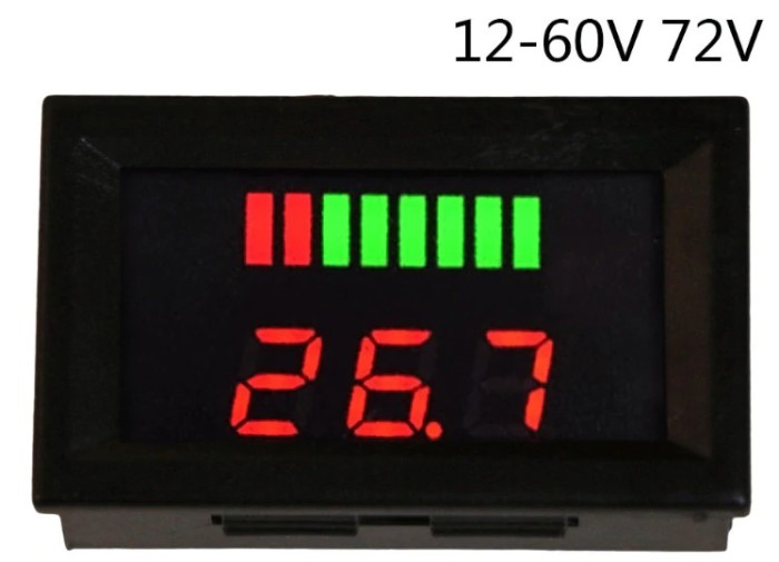 Tester Indicator stare baterie 12-72 V auto bicicleta trotineta rulota