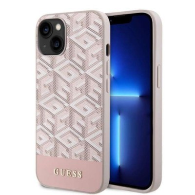 Husa pentru iPhone 14 - Guess GCube Stripes MagSafe (GUHMP14SHGCFSEP) - Pink foto