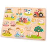 Puzzle lemn Ferma 17 piese, New Classic Toys