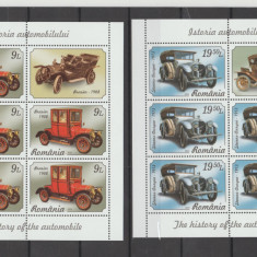 ROMANIA 2023 ISTORIA AUTOMOBILULUI Minicoli 5 timbre+ 1 vinieta LP.2402 MNH**