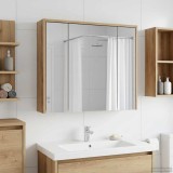 vidaXL Dulap cu oglindă pentru baie Stejar artizanal 889174
