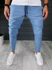 Pantaloni barbati albastri in carouri smart casual ZR P18024 foto