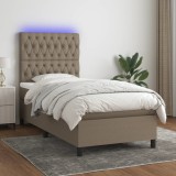 VidaXL Pat cu arcuri, saltea și LED, gri taupe, 80x200 cm, textil 3135073