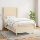 Cumpara ieftin Pat box spring cu saltea, crem, 90x200 cm, textil