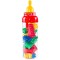 Set cuburi de construit pentru copii cu recipient biberon de depozitare, 25 bucati, Plastic, Multicolor, 1 an, 10x35 cm
