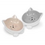 Set 2 Boluri din ceramica pentru pisici Navaris, Anti-alunecare, 50736.11