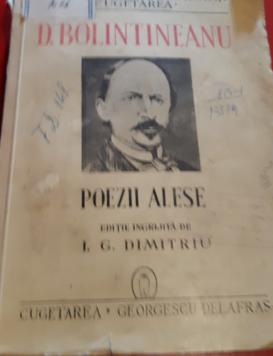 POEZII ALESE D BOLINTINEANU editie ingrijita de I.G.DIMITRIU 1940 T