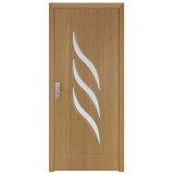 Usa de interior din lemn cu geam, Super Door, F12-88-Q, stanga / dreapta, stejar deschis, 88 x 203 cm