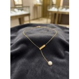 Colier Lariat din Argint 925 Placat cu Aur cu Bara Orizontala E i Perla Naturala Suspendata , Eleganta E i Fluiditate Moderna