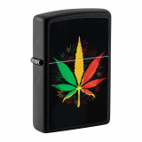 Bricheta originala Zippo, Cannabis Design Rastafari Matte Black