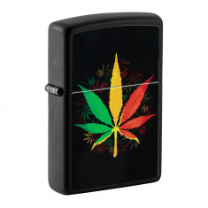 Bricheta originala Zippo, Cannabis Design Rastafari Matte Black