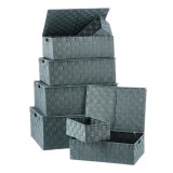 Set 7 cutii cu capac depozitare polietilena verde 23 x 16 x 9,5, 37 x 27,5 x 12, 40 x 30 x 14, 43 x 34,5 x 15,5, 47 x 38 x 17,5, 50 x 40,5 x 19,5 cm