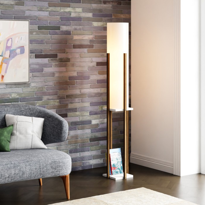 Lampadar Gisborne 146x25x25cm 1xE27 60W alb efect lemn nuc [lux.pro] HausGarden Leisure
