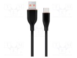 Cablu USB 2.0 GEMBIRD USB A la USB C 1,5m negru 480Mbps 2,1A