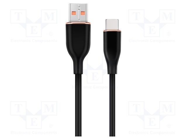 Cablu USB 2.0 GEMBIRD USB A la USB C 1,5m negru 480Mbps 2,1A