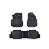 Covorase Auto Tip Tavita Cauciuc ALM Peugeot Partner II (2008-2018) Negre, Margine Inalta, Fixare Podea