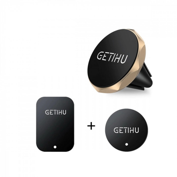 Suport auto Getihu cu magnet pentru telefoane mobile si tablete pana in 7 inch, Aur Galben