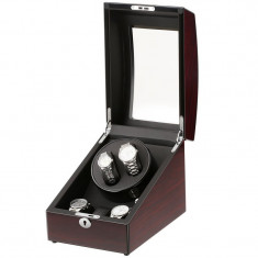 Cutie pentru intors ceasuri automatice iUni Watch Winder 2 + 3 spatii depozitare, Mahon foto