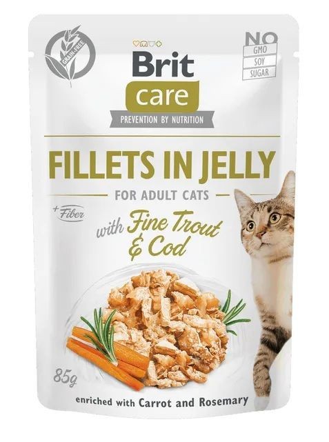 BRIT Care Cat Fillets in Jelly with Fine Trout &amp;amp; Cod 85 g