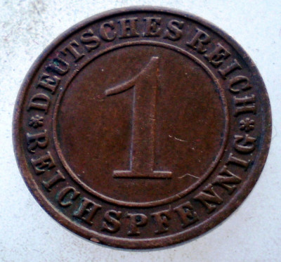 7.626 GERMANIA WEIMAR 1 REICHSPFENNIG 1936 A foto