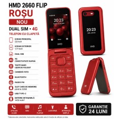 Telefon Mobil HMD 2660 Flip Dual SIM 4G Rosu Nou Garantie 24 Luni
