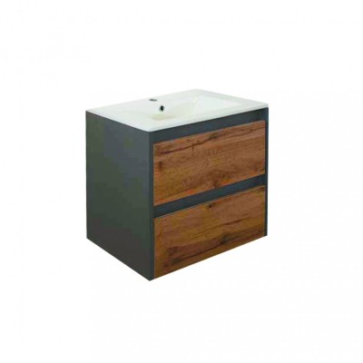 Mobilier de baie Porto 60 cu bază și lavoar &amp;icirc;n culoarea stejarului rustic antracit foto