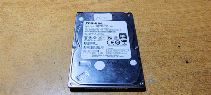 HDD Laptop Toshiba 1TB Sata Defect #a7312