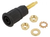 Soclu Banană 4mm 32A 1kV Negru Aurit Panou Izolat